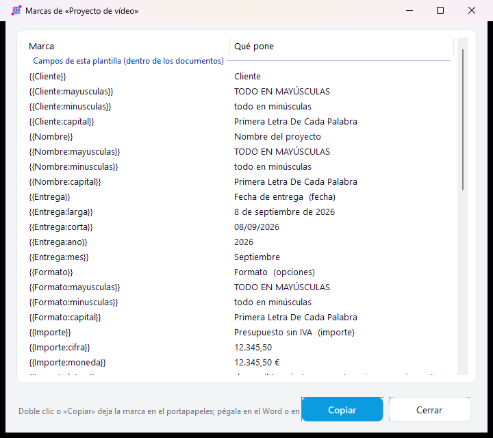 Placeholders window