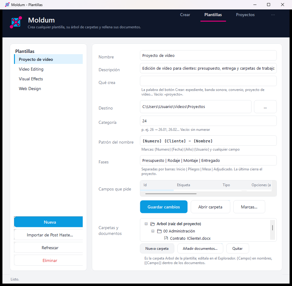 Templates section